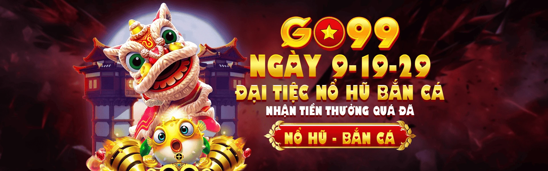 Không gian thương hiệu GO99 với sắc đỏ vàng nổi bật